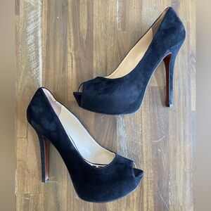 Enzo Angiolini - Women’s Suede Black Pumps - Open Toe - Size 8.5